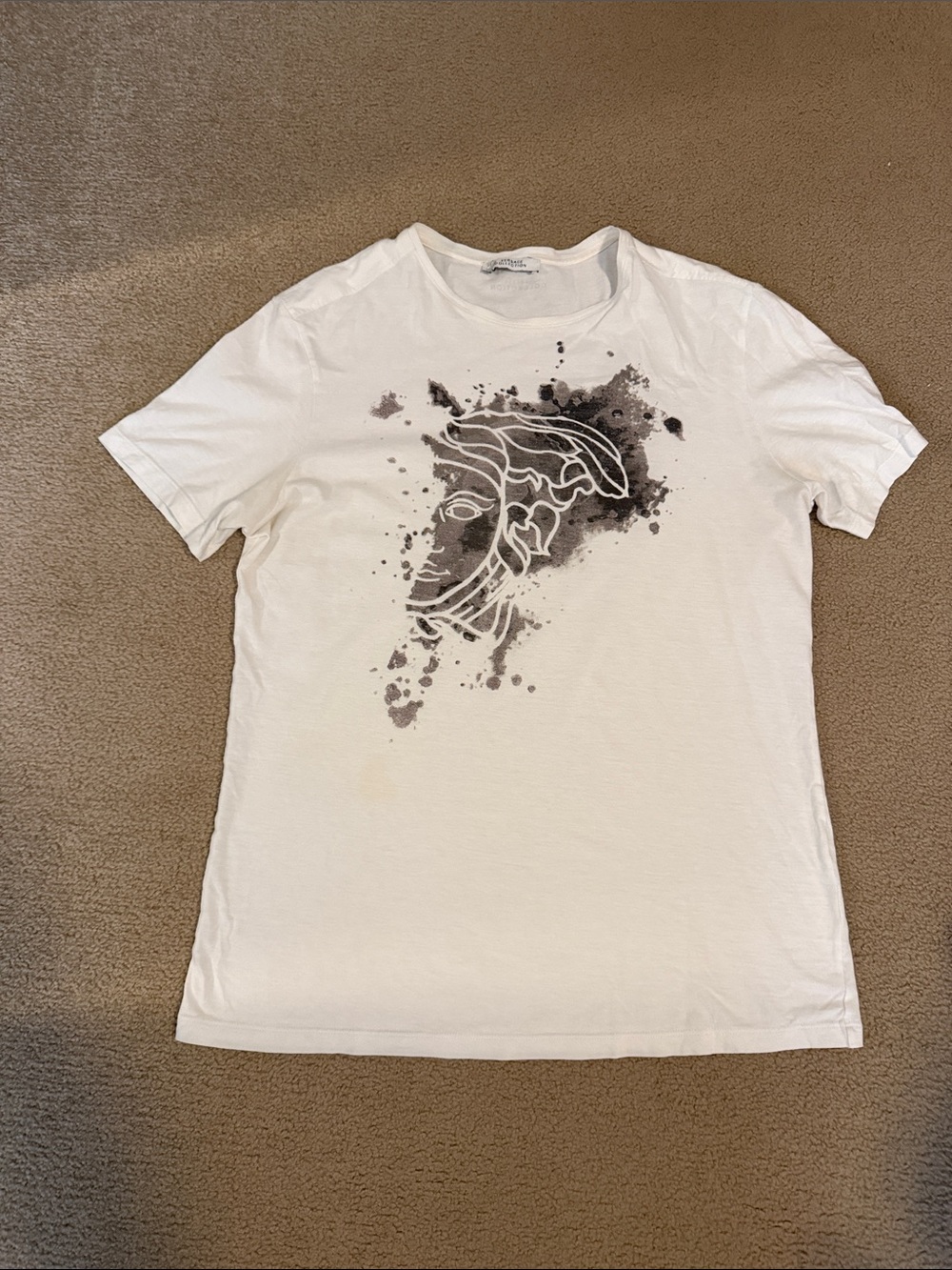 Versace Collection White Short-Sleeve Tee with Medusa logo on front